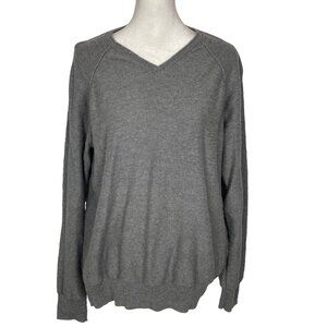 LUCKY BRAND Women Pullover V Neck Long Sleeve Sweater Sz L Gray Casual 74-2